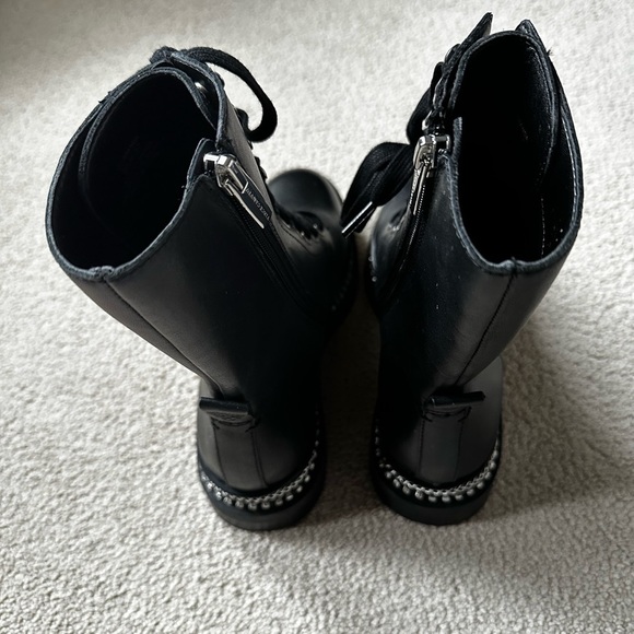 Vince Camuto Branda Black Leather Round Toe Lace Up Combat Boots Size 6.5 - Picture 7 of 11